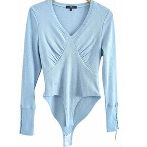 7 For All Mankind Ribbed Long Sleeve Bodysuit